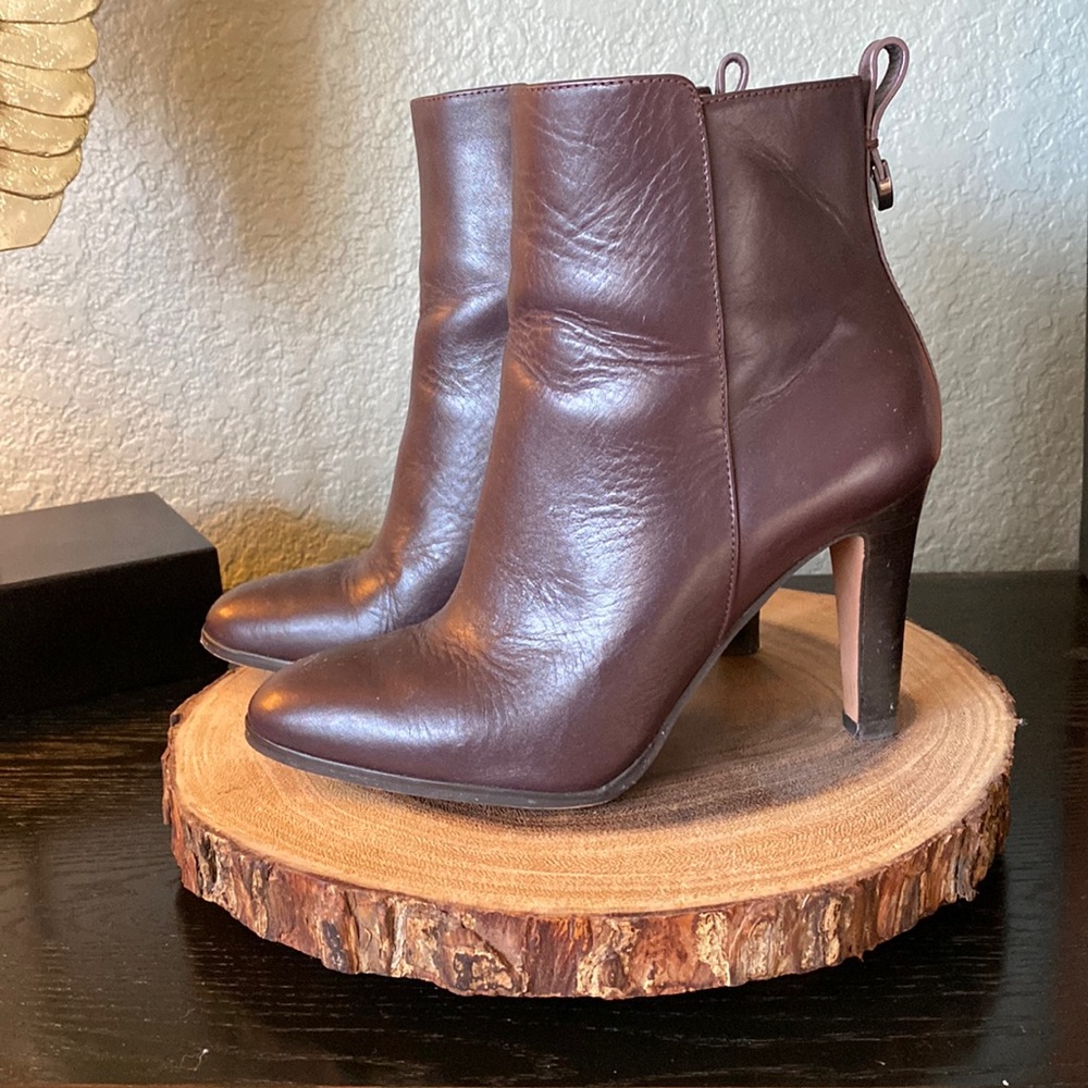 Coach Brown Leather Zip Ankle Boots - Picture 1 of 5